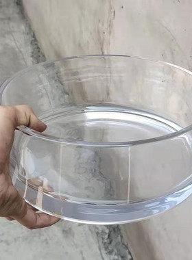 圆形加厚玻璃透明荷花睡莲盆玻璃水仙花铜钱草水培一叶莲玻璃猫碗