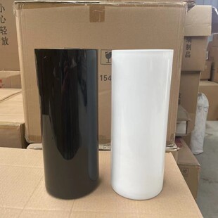 北欧圆筒黑色落地玻璃花瓶圆形直桶装饰酒店婚庆路引水培桌面花器