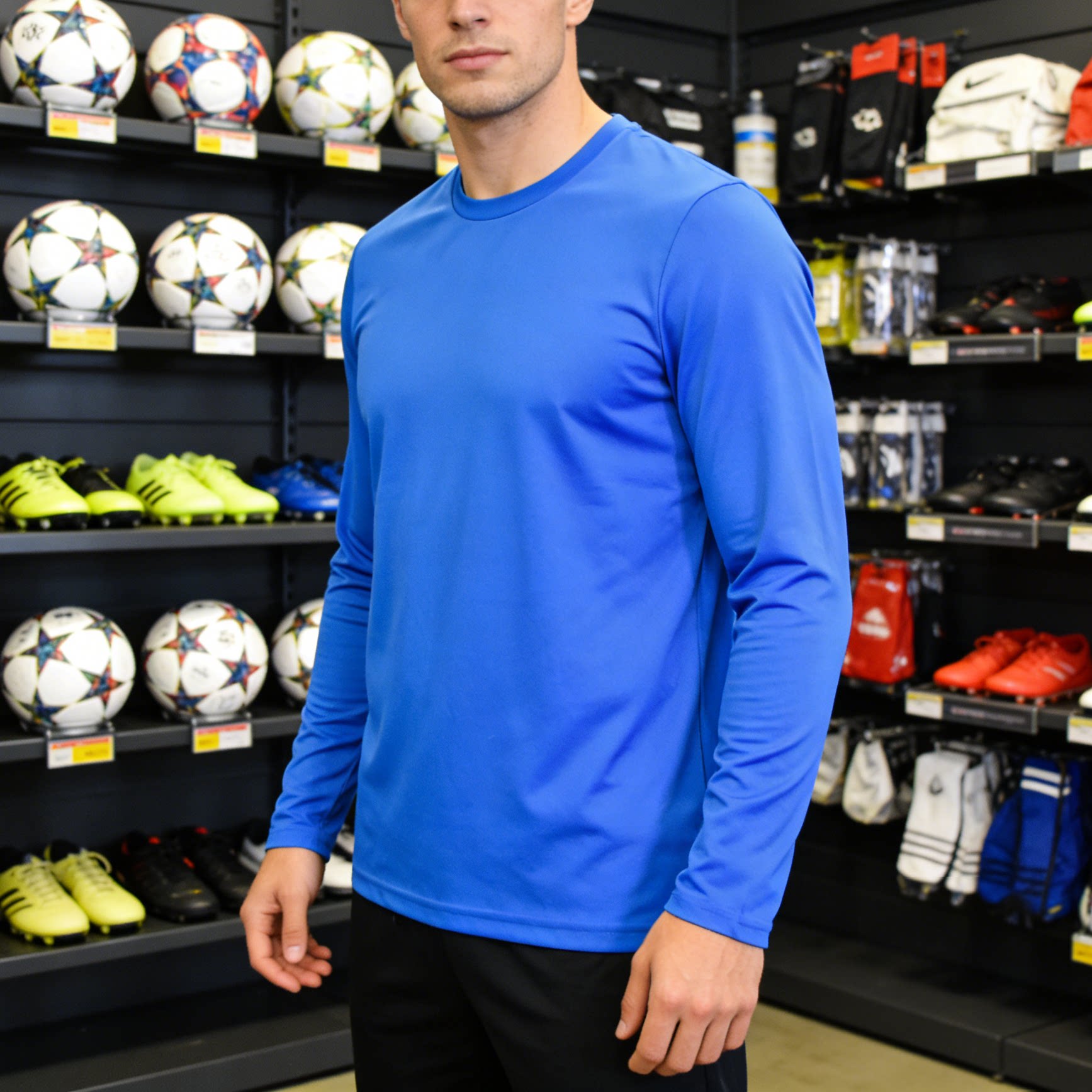 男士成人儿童夏季足球运动长跑步训练服纯色长袖套头衫