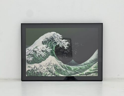 訾鹏版画作品《玉浪》玉石翡翠神奈川冲浪里限量99版艺术衍生品