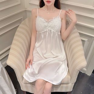夏纯欲性感吊带睡衣家居服 带胸垫睡裙女薄小个子冰丝凉感2025新款