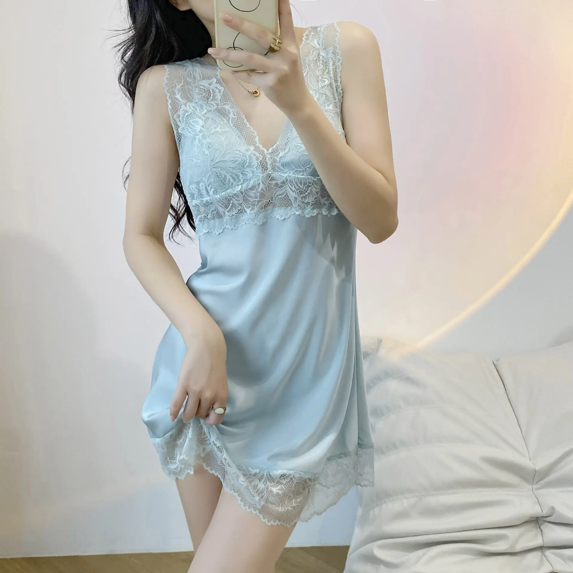 冰丝吊带睡裙女亲肤柔软舒适宽松