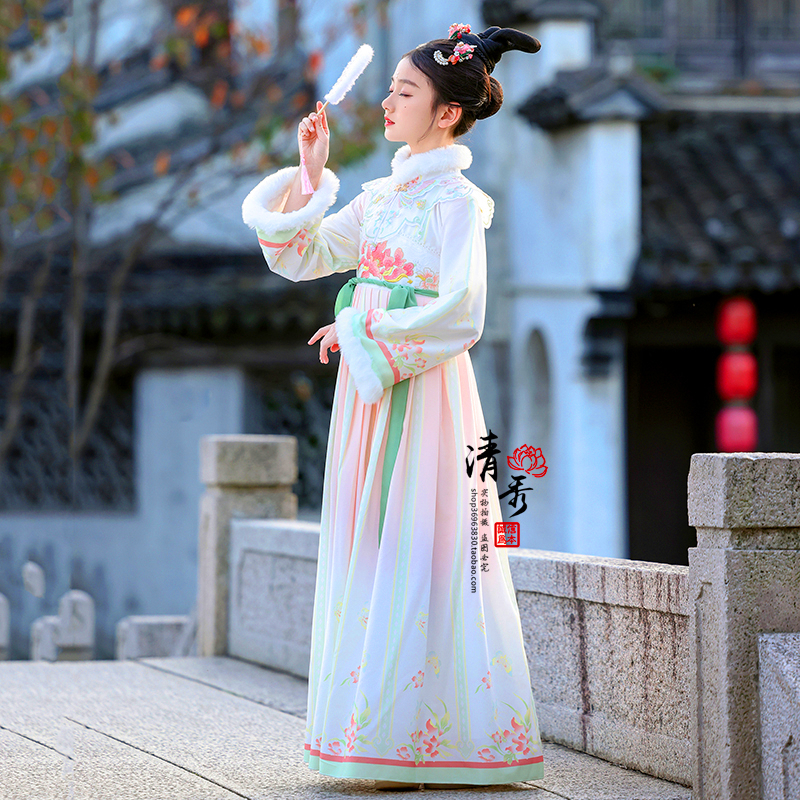 女童汉服冬季古装唐装演出服