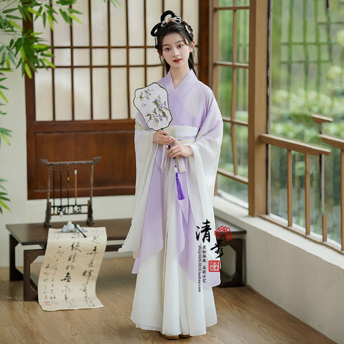 女童战国袍直裾中国风演出服古装超仙2026新款春夏魏晋风儿童汉服