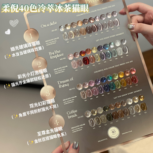 细闪彩光小灯泡甲油胶柔倪40色冷萃冰茶玻璃珠猫眼碎钻晶石小套系