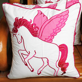 出口卡通绣花女孩飞马刺绣靠垫办公室腰枕装 45不带芯 饰枕布艺45