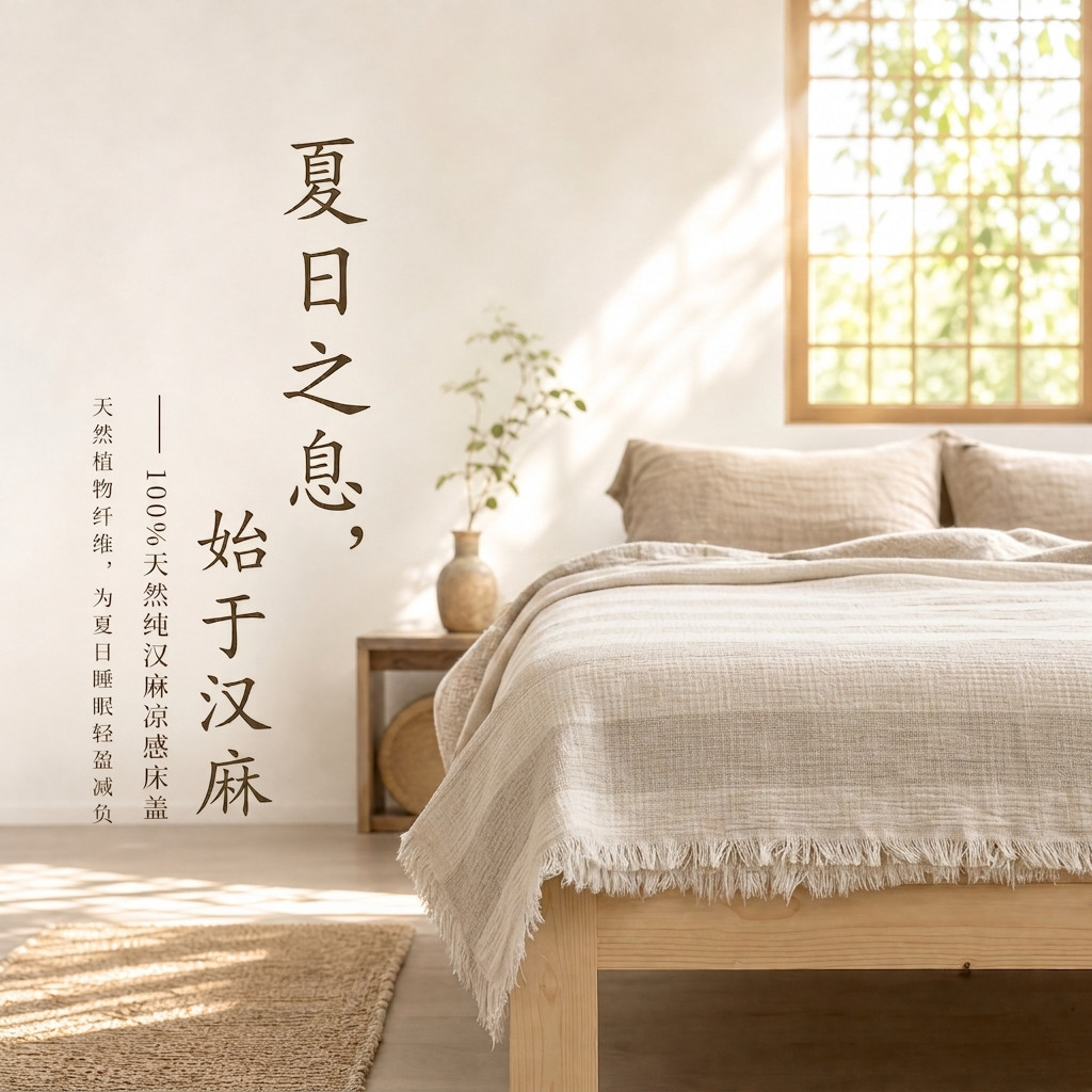 天然汉麻盖毯透气干爽条纹