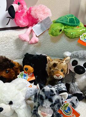 Wild republic野生动物迷你仿真毛绒玩具白极熊雪豹山猫乌龟