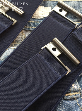 3CM春秋新款藏蓝色松紧腰带简约女窄弹力连衣裙牛仔裤皮带束腰封