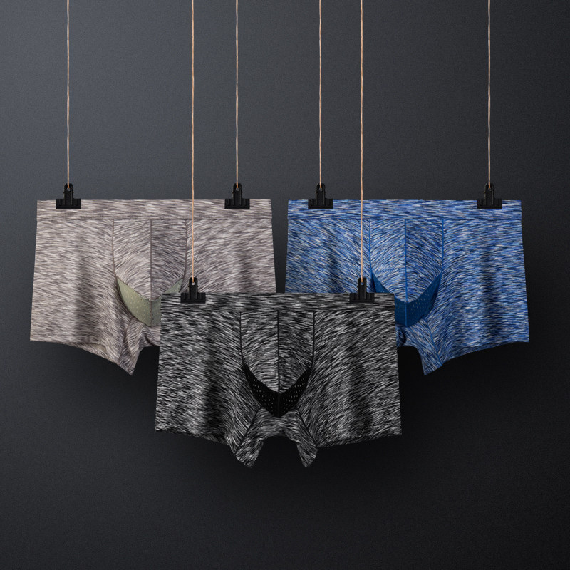 3男士内裤男纯棉质平角枪弹式分离青年潮流个性薄款透气四角裤宽松