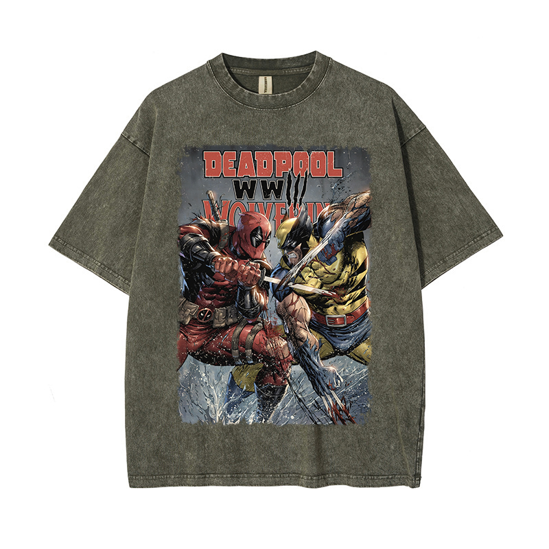 T+漫威动漫纯棉T恤短袖做旧