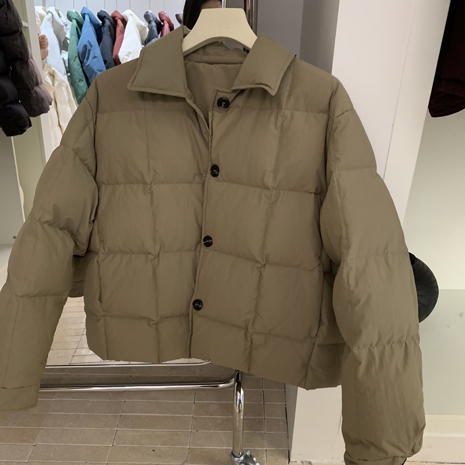 韩国东大门羽绒服女2025新款s家小翻领豆腐块白色90白鸭绒外套