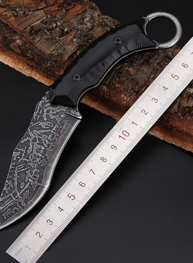 出口户外美国野外求生爪子刀CS穿越火线小弯刀绑腰非折叠刀狗腿刀