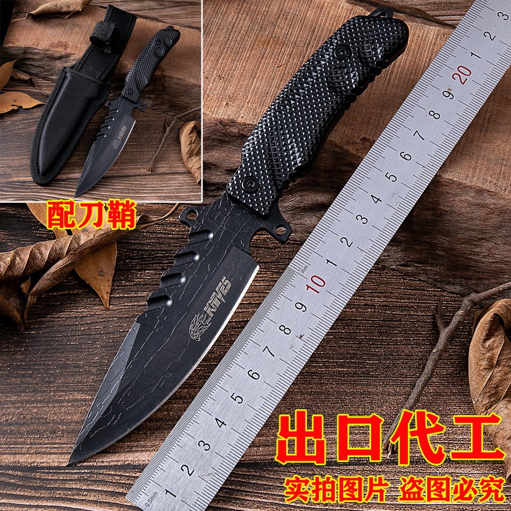 随风作刀具防身冷兵器户外小刀锋利随身直刀开刃氚气野外求生军刀