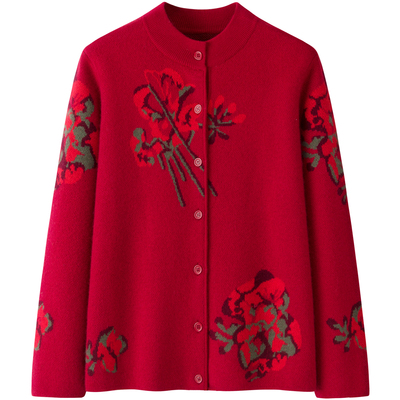 100纯山羊绒中老年加厚针织外套