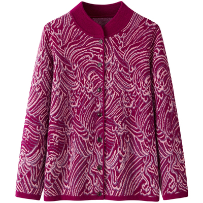 100纯山羊绒中老年加厚针织外套