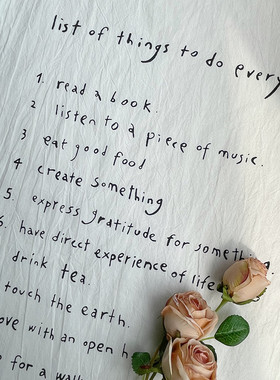 ins风黑色手写字体list英文背景布餐垫餐巾桌布拍照布景拍图道具