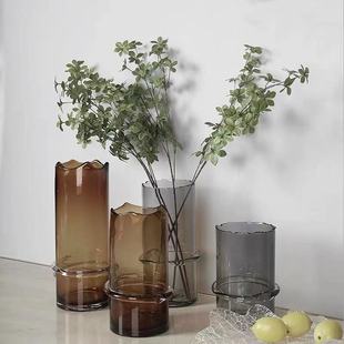 现代简约创意玻璃花器花插花瓶裙边不规则玻璃工艺品桌面茶几摆件