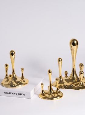 现代简约创意水滴摆件样板房售楼处桌面树脂工艺品装饰品摆件