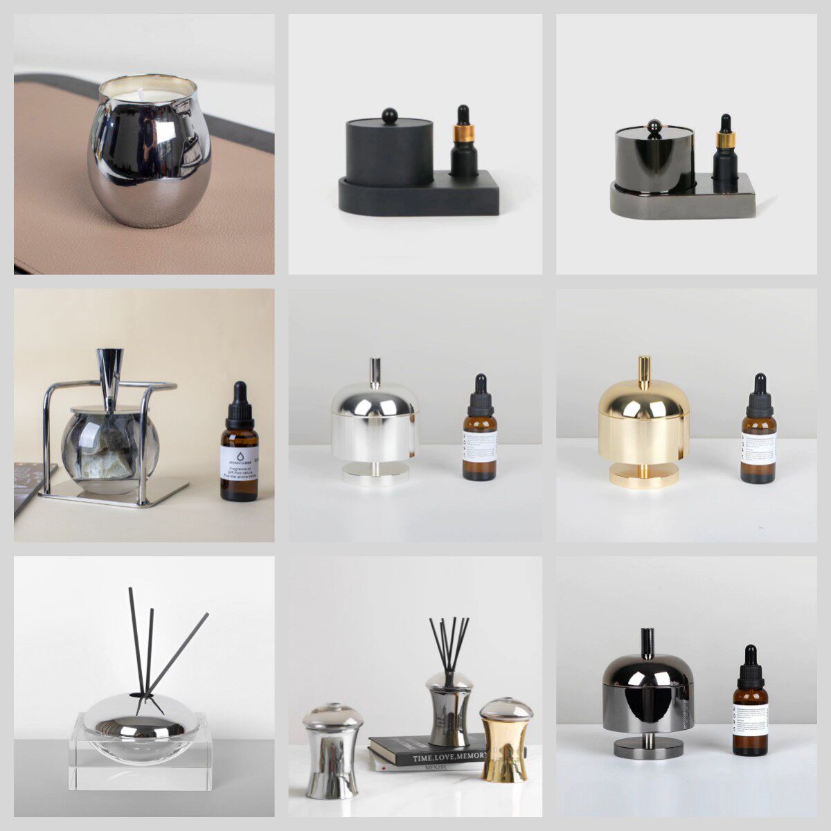 创意无火香薰金属香氛蜡烛天然精油装饰样板间售楼处软装配饰摆件