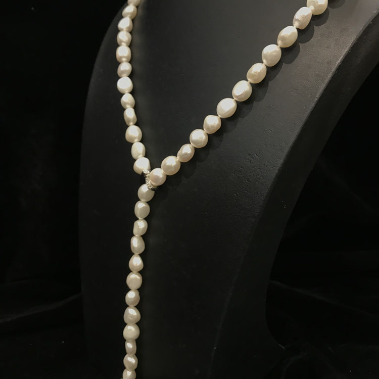 锆石淡水巴洛克异形珍珠毛衣链