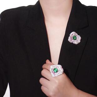 渐变花朵玫瑰花戒指胸针套装 flower ring brooch sets forwomen