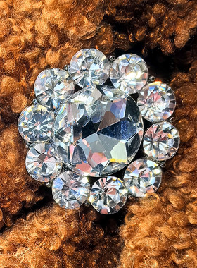 水晶纽扣玻璃钻大扣子花瓣圆形镂空衬衫小扣子紫蓝白色羊绒衫纽扣