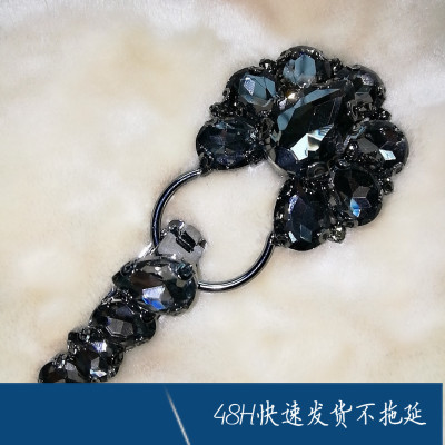 热卖大尺寸全水晶闪钻金属鸭嘴扣水貂皮摁扣装饰扣搭领口挂钩