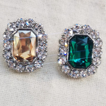 玻璃水晶大钻扣毛衣汉服旗袍蓝色大红焦糖色透明黑绿色长方纽扣