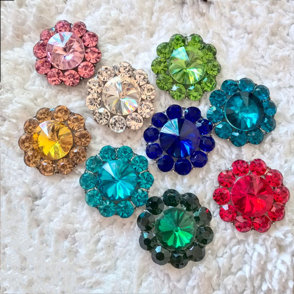 2.5厘米彩钻圆大钻扣毛衣外套领口鞋装饰玻璃水晶饰品纽扣包邮