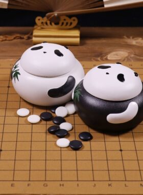 陶瓷卡通熊猫五子棋套装熊有成竹小号可爱儿童五子棋连珠多省包邮