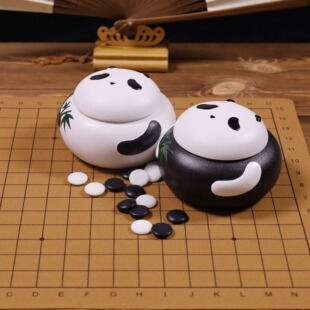 陶瓷卡通熊猫五子棋套装熊有成竹小号可爱儿童五子棋连珠多省包邮