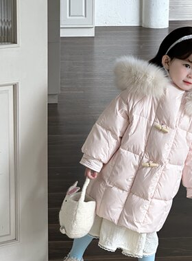真90白鸭绒三防过膝儿童羽绒服