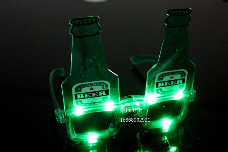 1285新款啤酒瓶闪光眼镜 发光面具 万圣节化妆舞会装饰眼镜