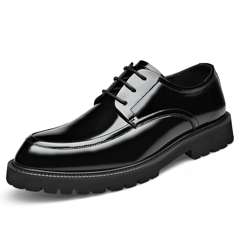 MENS SHOES 2023 NEW AUTUMN AND WINTER LEATHER SHOES MENS BUSINESS FORMAL WEAR BRITISH GENUINE LEATHER PREMIUM BRIGHT LEATHER LACE-UP WEDDING SHOES MEN