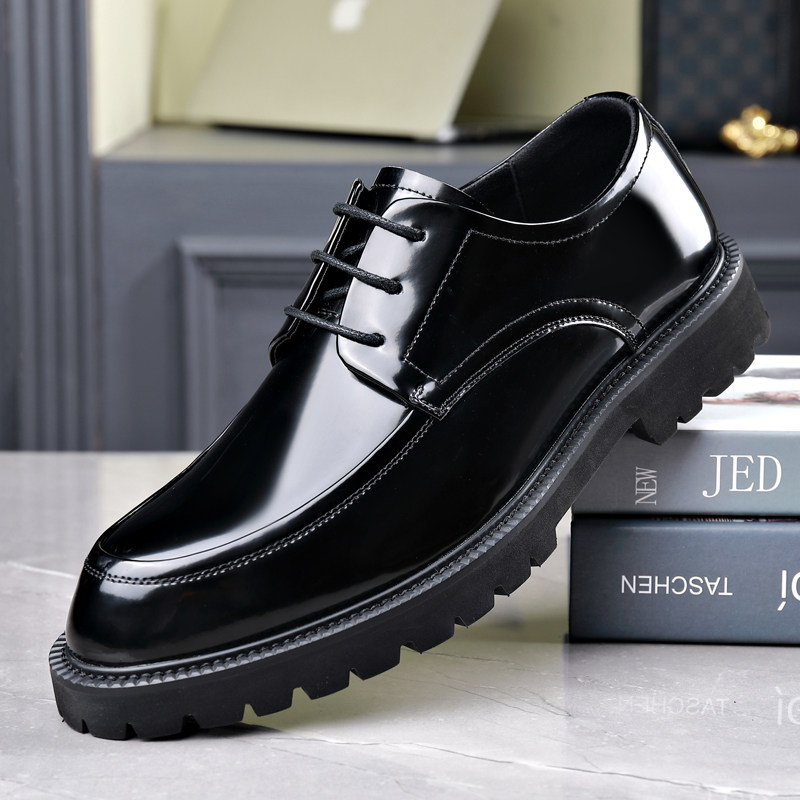 MENS SHOES 2023 NEW AUTUMN AND WINTER LEATHER SHOES MENS BUSINESS FORMAL WEAR BRITISH GENUINE LEATHER PREMIUM BRIGHT LEATHER LACE-UP WEDDING SHOES MEN