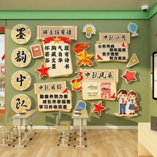班级中队角布置墙贴教室装饰文化环创少先黑板海报国古风主题素材