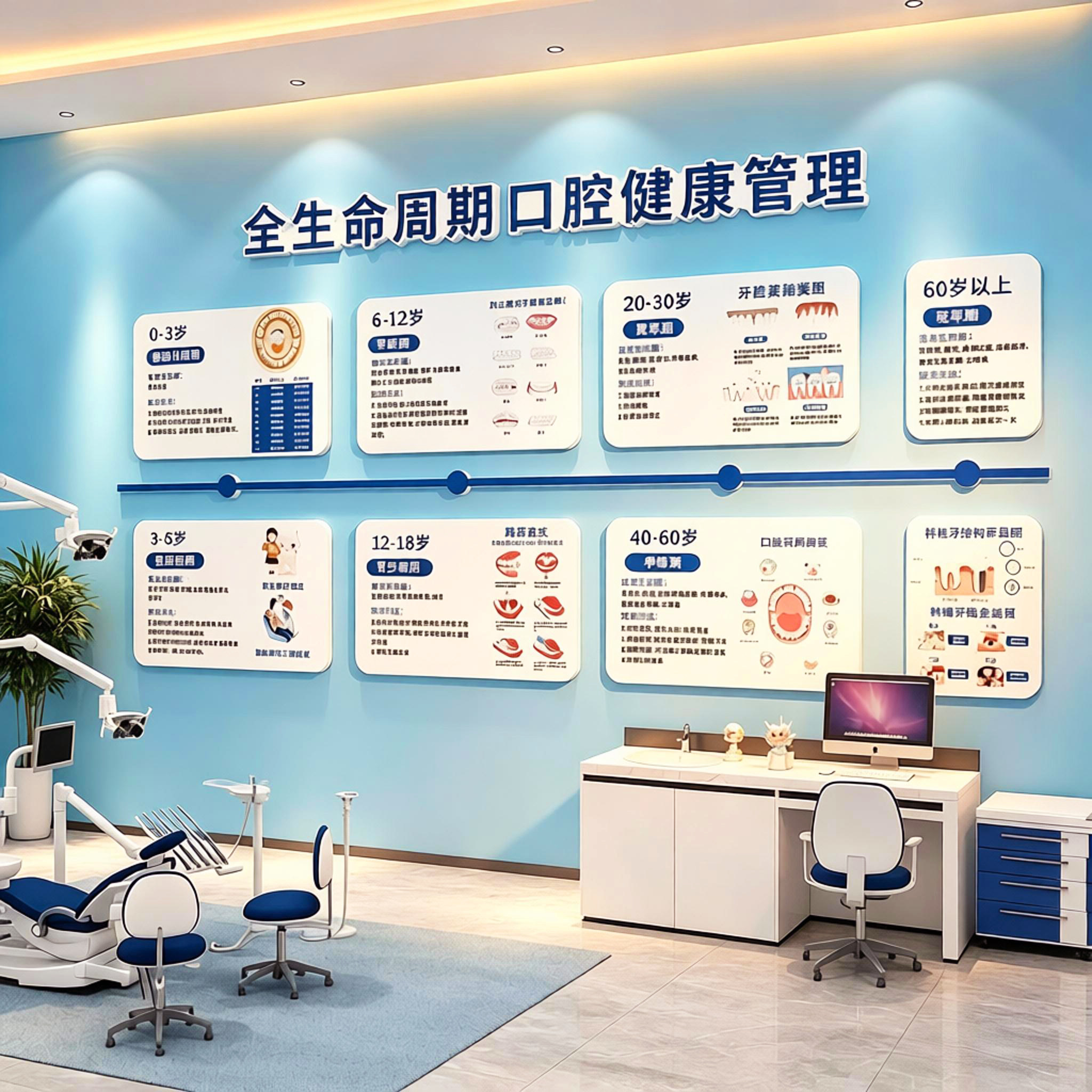儿童牙科门诊所室墙面软装饰口腔医院贴纸海报形象文化宣传壁挂画