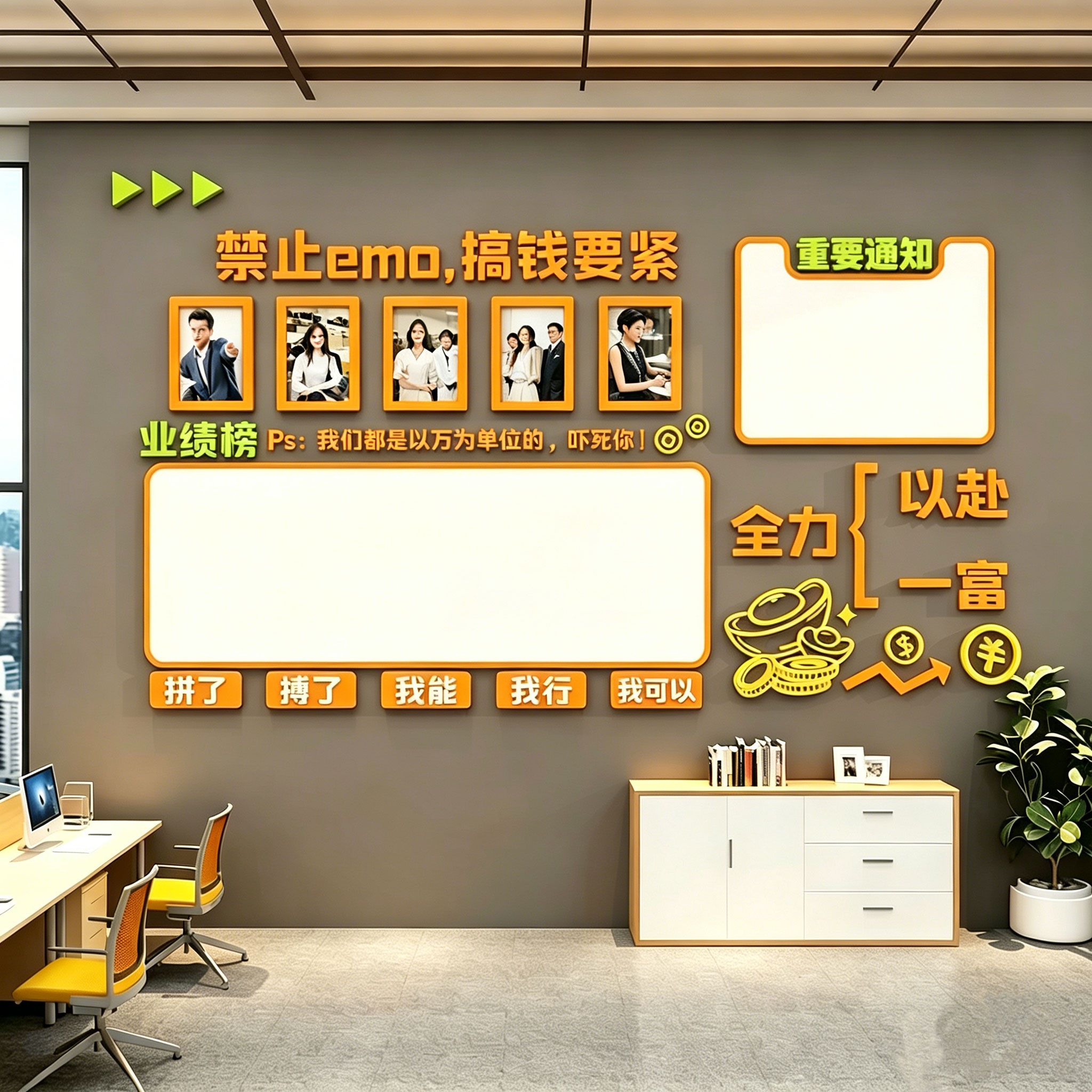公司告示栏墙贴办公室墙面装饰企业文化员工风采展示板业绩榜布置
