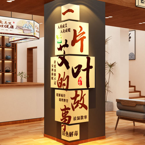 艾灸馆装饰画中医氛围布置养生店墙面广告文化宣传海报挂图背形象