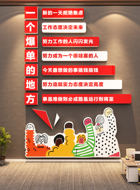 办公室司装饰企业文化墙电商氛围高级销售布置爆单挂画形励志标语