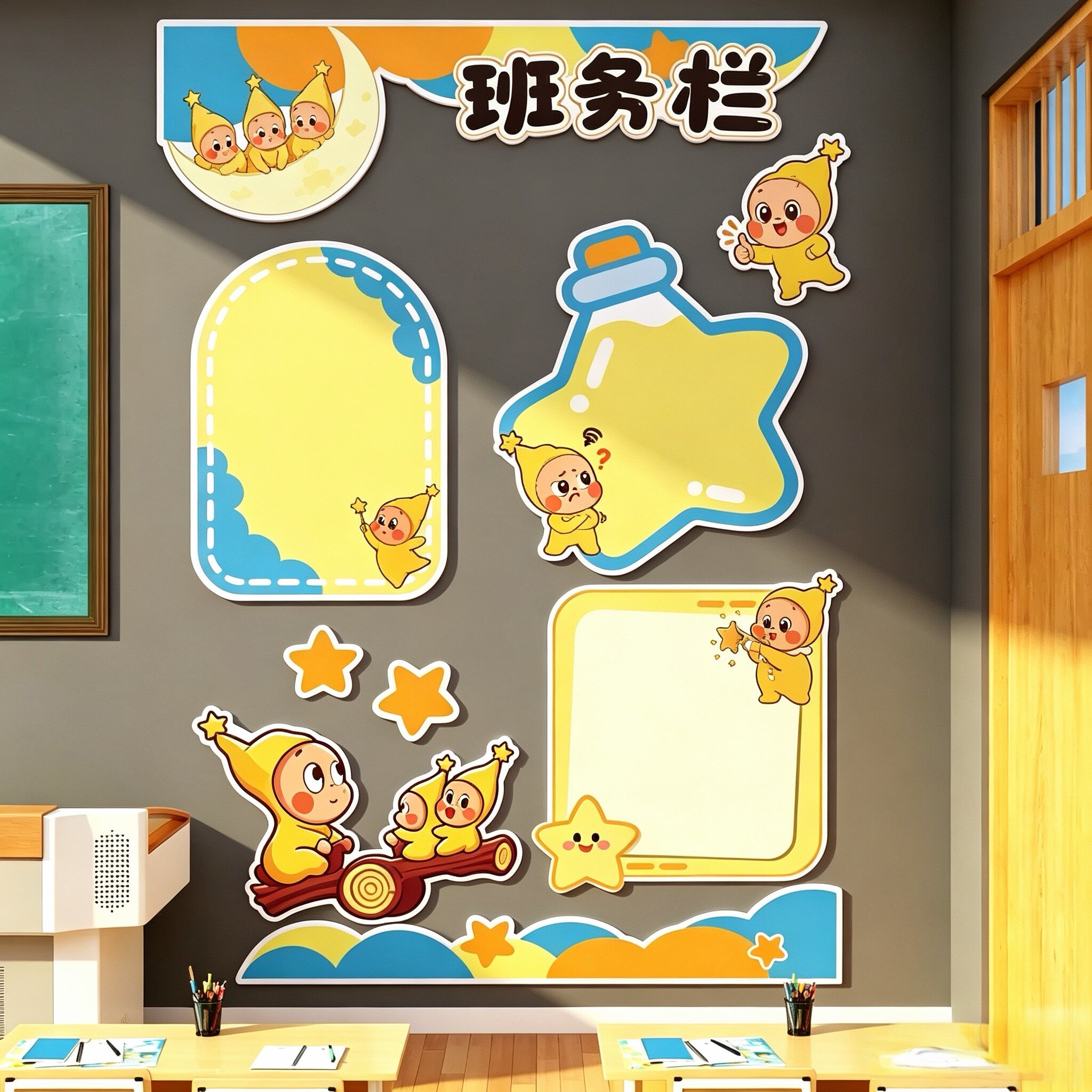 星环幼小教室黑板报墙贴
