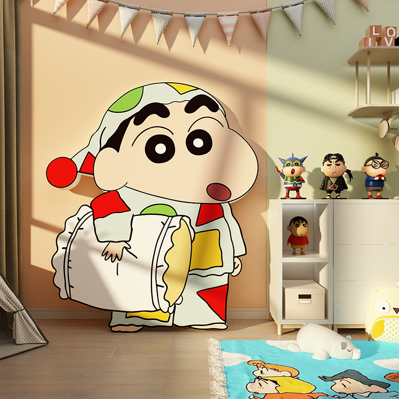 网红儿童房间墙面装饰女孩卧室床头蜡笔小新海报贴画布置改造物件