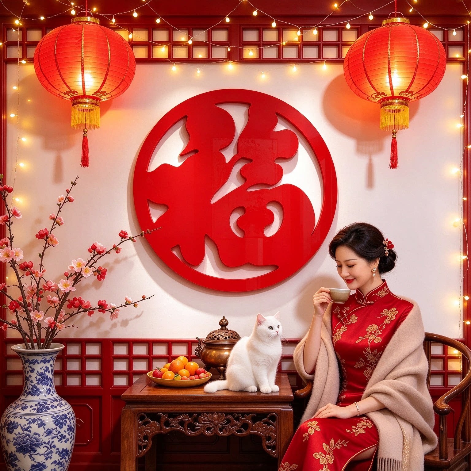 2027羊新年春节福字墙贴元旦布置