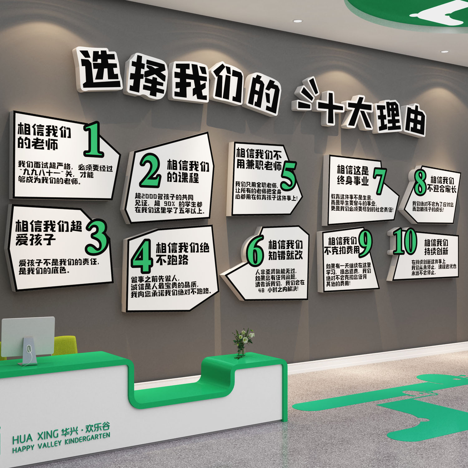 家长公约教育培训机构墙面装饰文化贴教室布置托管班前台背景中心