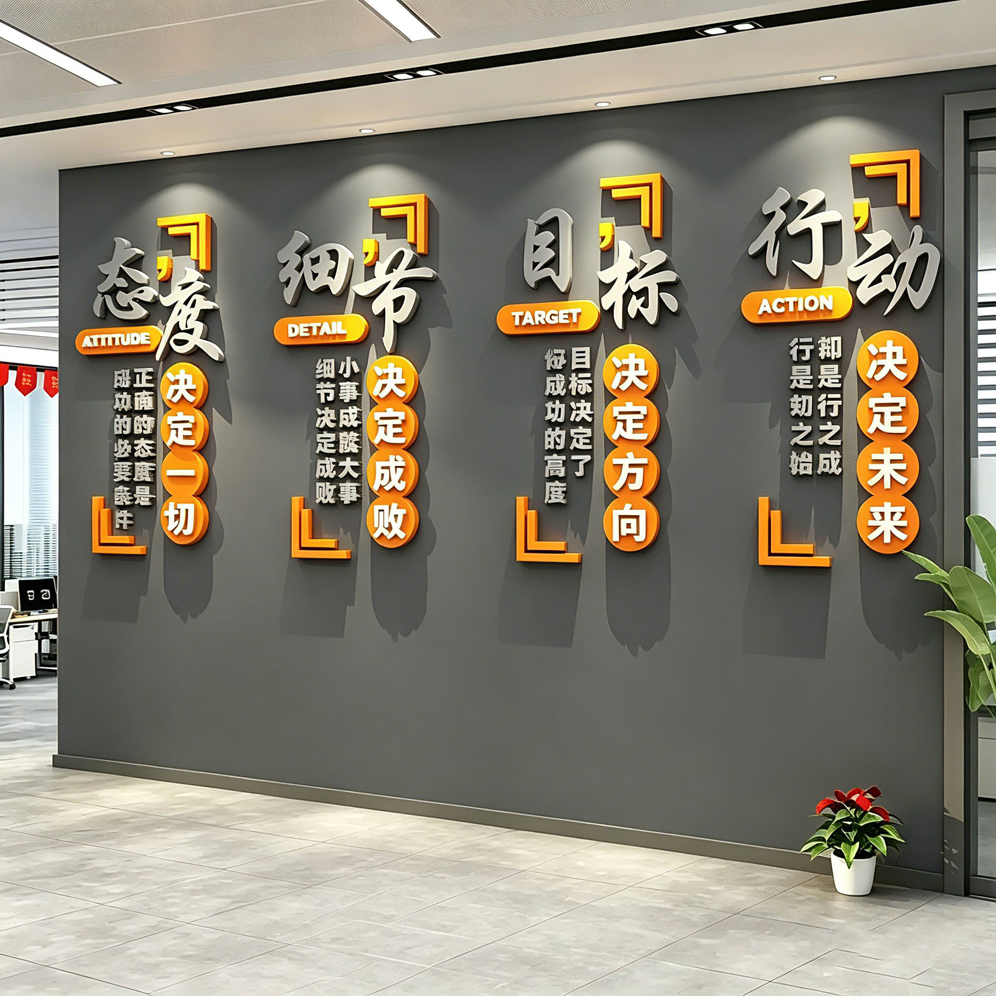工厂生产车间标语墙贴画办公会议室装饰企业文化公司励志宣传背景