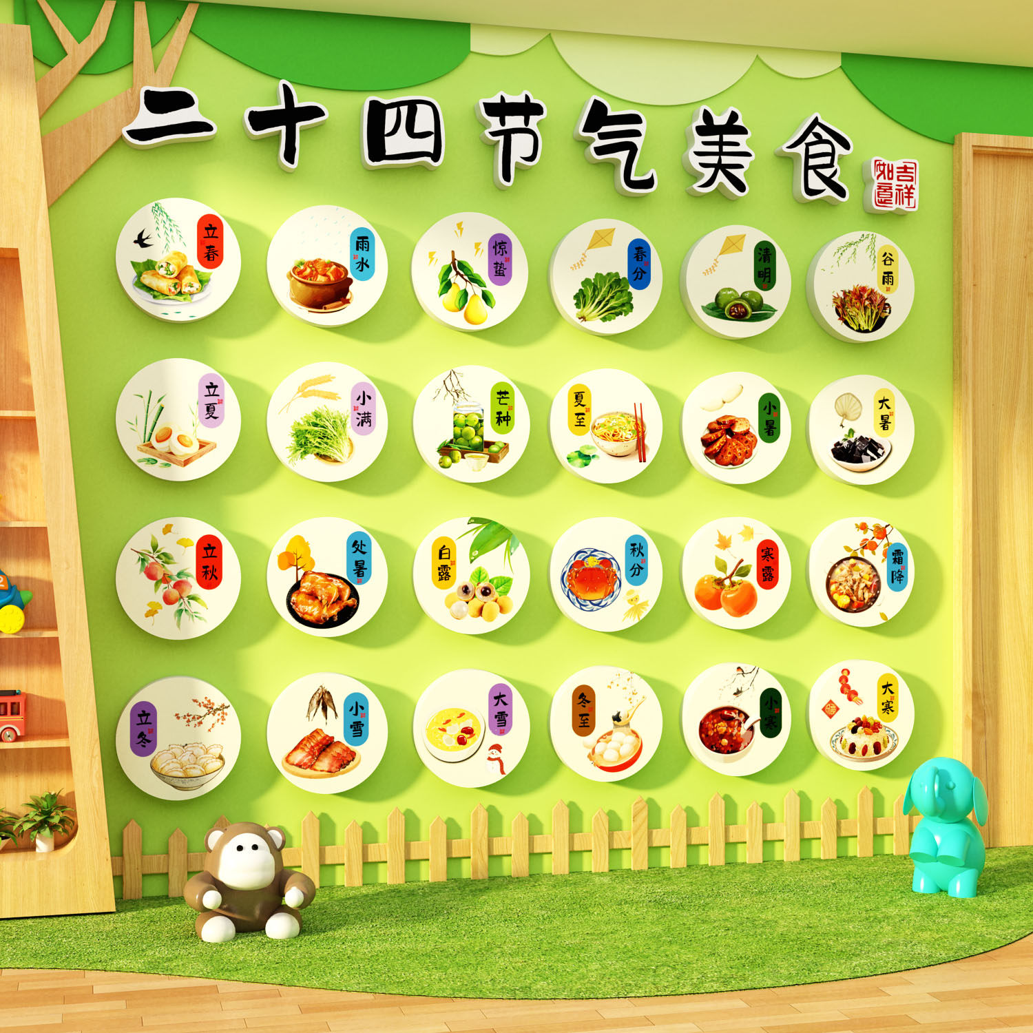 24二十四节气文化幼儿园环创主题墙成品楼梯墙面装饰扶手贴走廊道