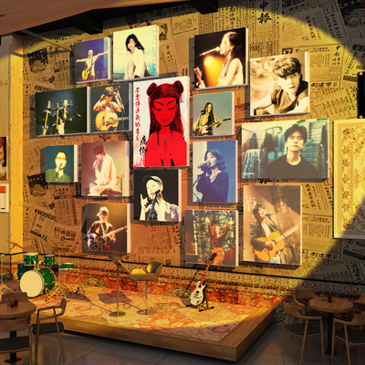 网红打卡民谣集清吧小酒馆装饰品场景肉破烧烤店墙面创意氛围布置