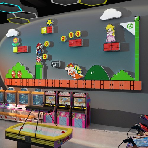 网红电竞房间装饰马里奥电