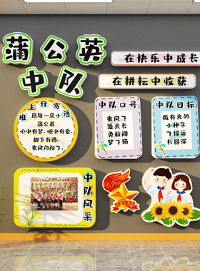蒲公英中队角布置班级文化墙面贴教室装饰小学少先黑板报素材环创